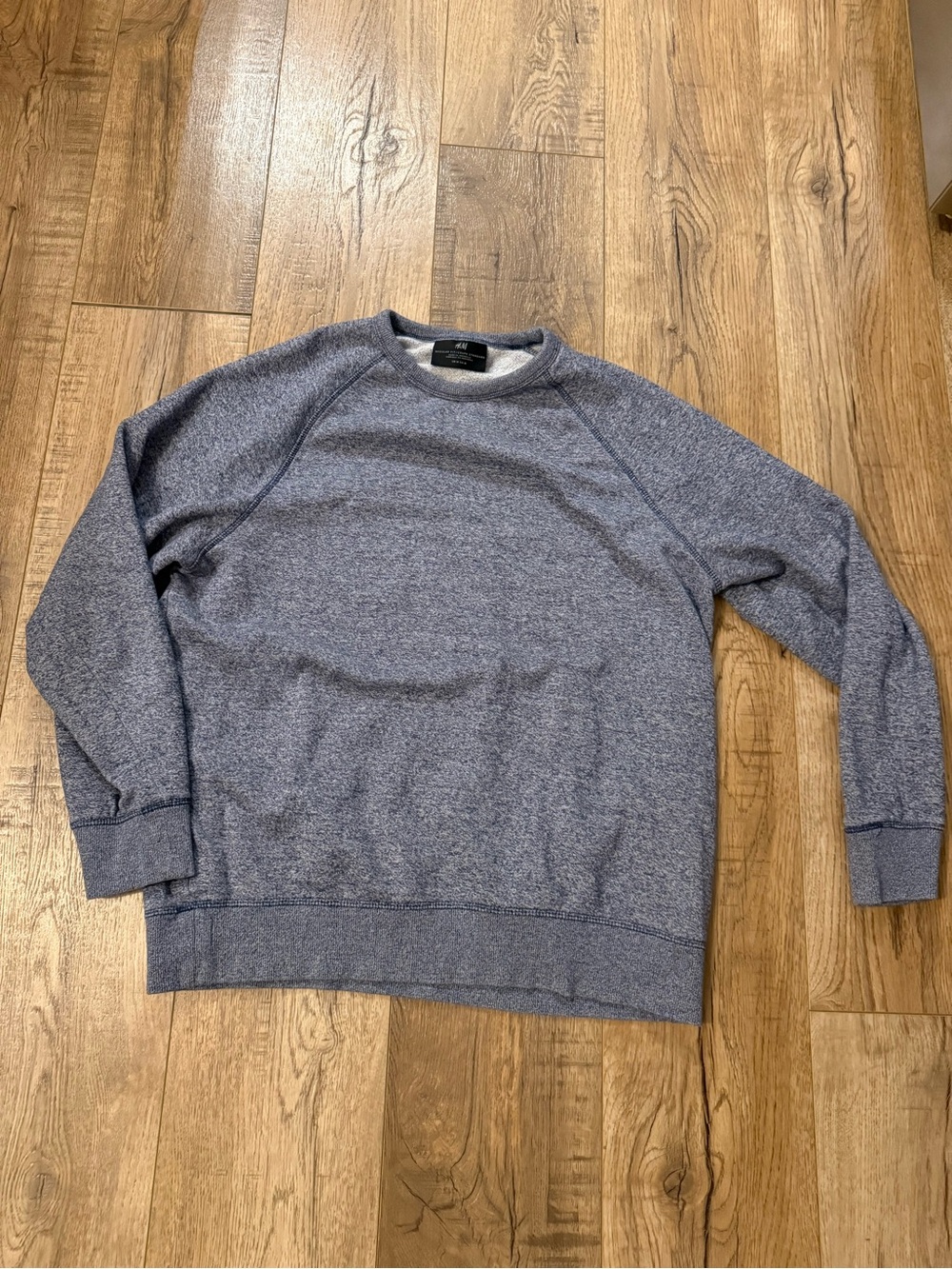 H&M Men's Heather Navy Long Sleeve Crewneck Sweatshirt